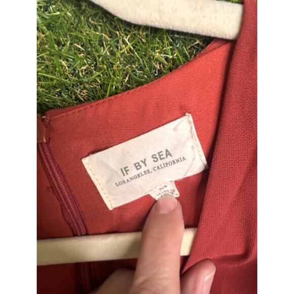 If By Sea Rust Flutter Sleeve Mini Dress Back Zip Flowing Skater Style Size M - Picture 6 of 11